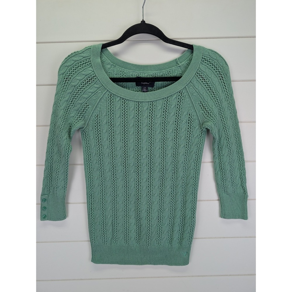 American Eagle Y2K Sweater Women XS Pistachio Knit Fisherman Preppy Bella Swan